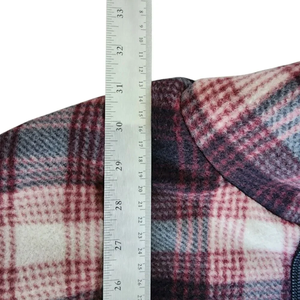 Leehanton Plaid Hooded Flannel Jacket Zip Up Sherpa Lined Red Black Men's 2XL